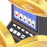 A video poker terminal and some falling gold coins.
