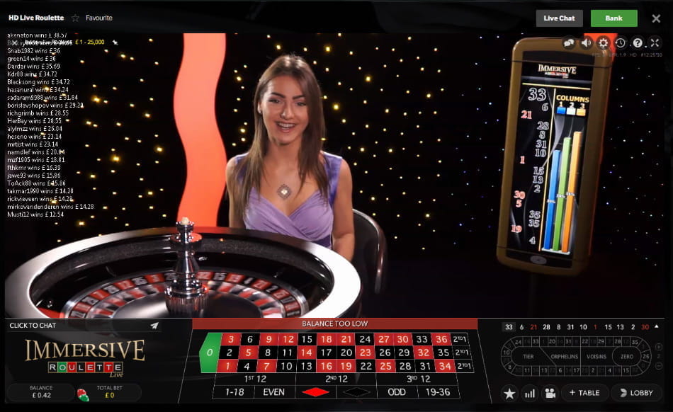Immersive Roulette at Betway Casino