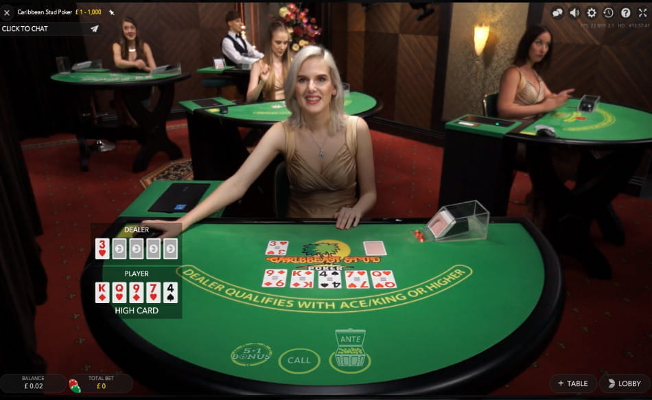 Live Caribbean Stud Poker at Betway Casino