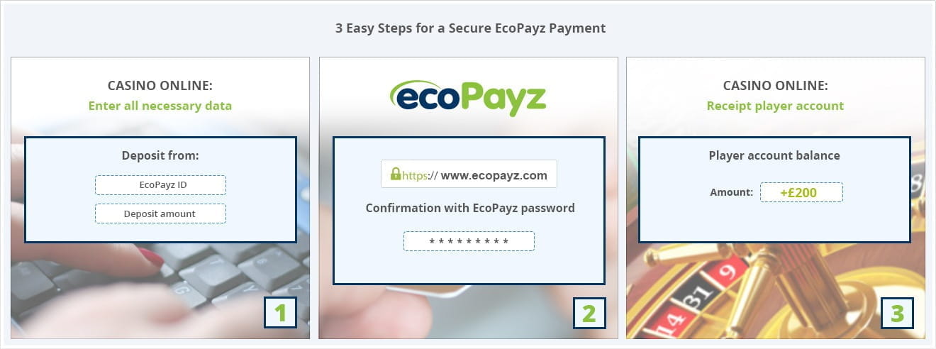 A step by step guide to making an ecoPayz payment at an online casino.