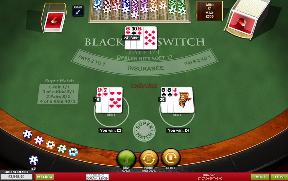 Playtech's Blackjack Switch at Ladbrokes Casino