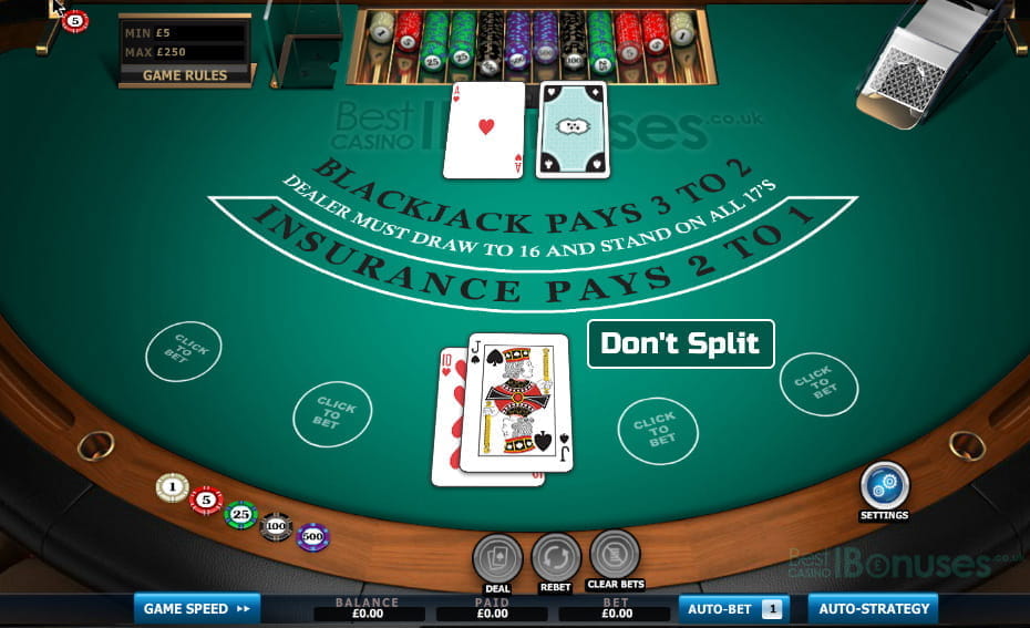 Blackjack never split 10