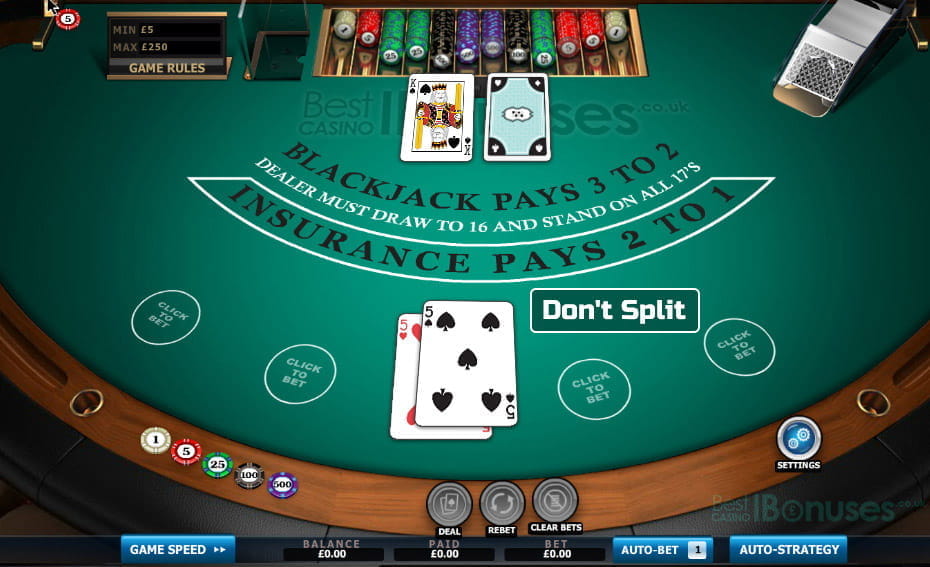 Blackjack Splitting Cards