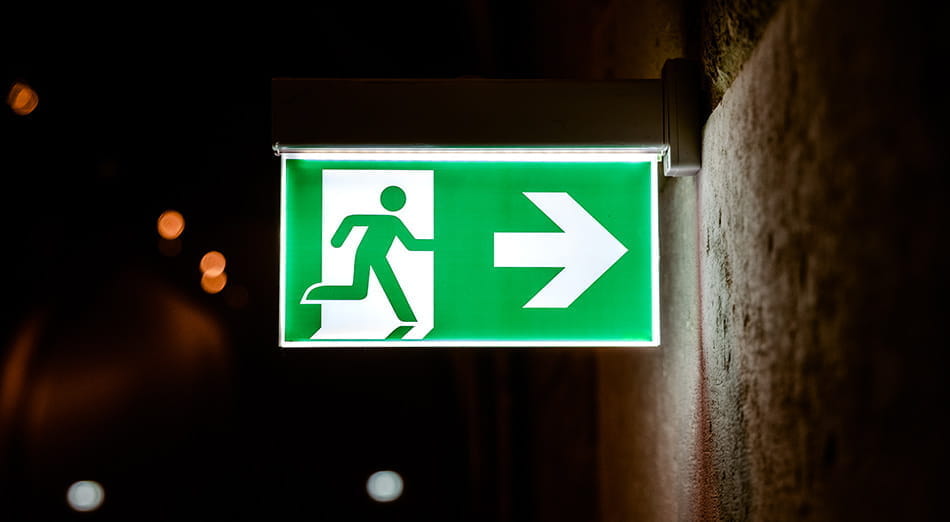 A green exit sign.