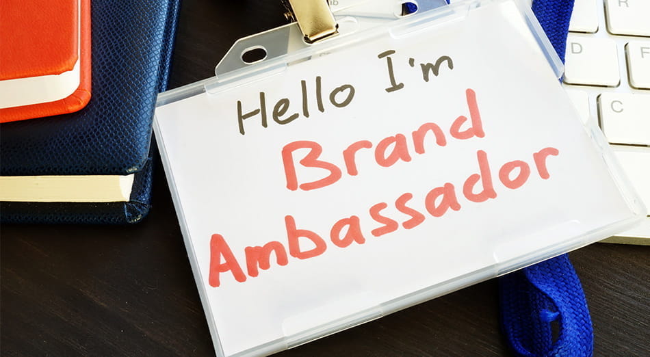 Brand Ambassador Badge on a Keyboard