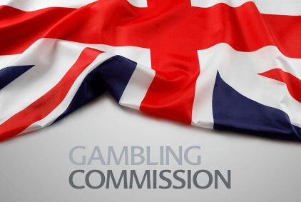 Words Gambling Commission Infront of the UK Flag