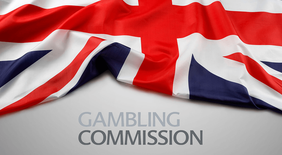 Words Gambling Commission Infront of the UK Flag