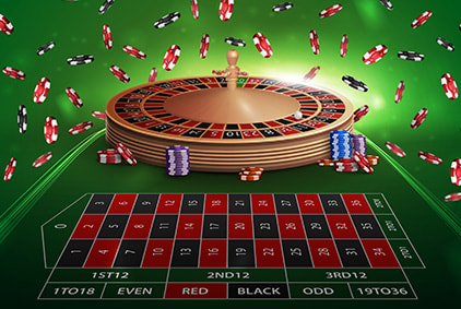 A physical roulette wheel by betting table